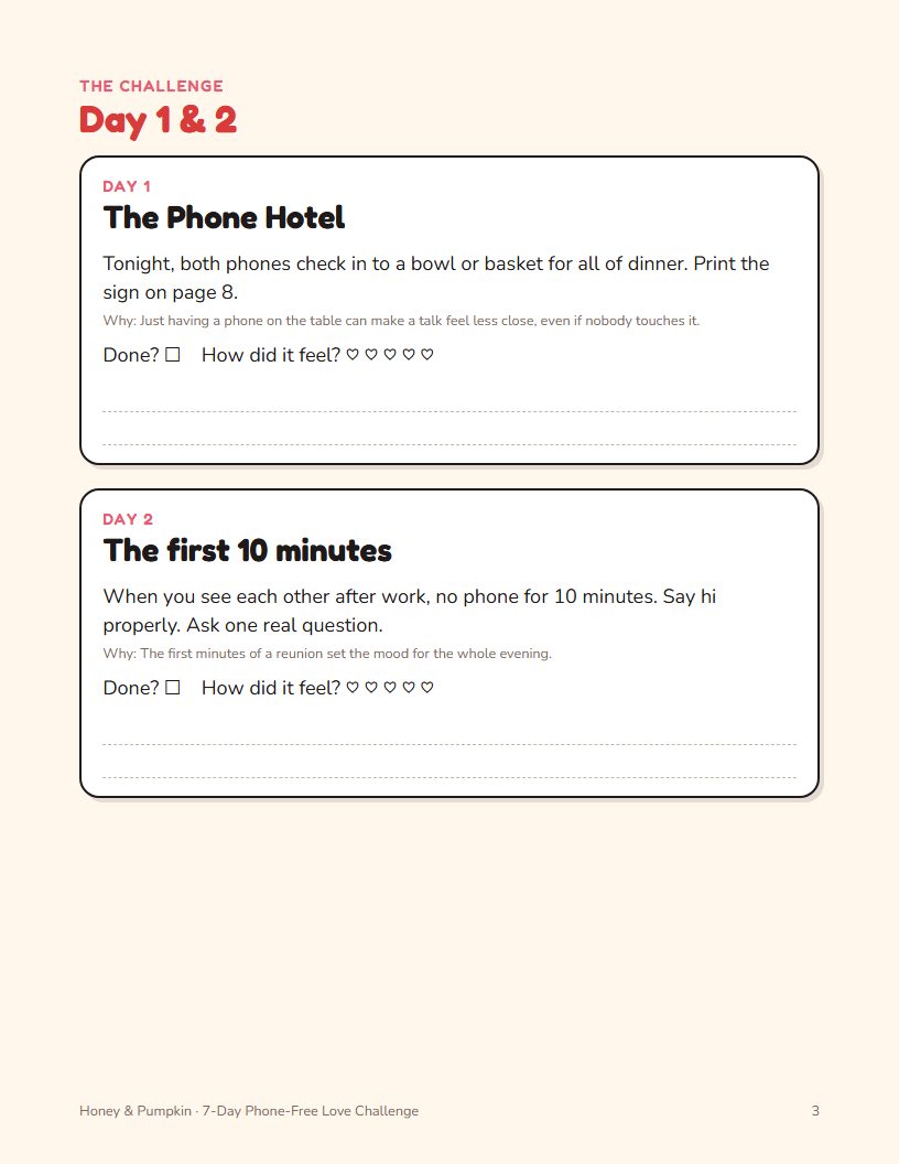 An inside page of 7-Day Phone-Free Love Challenge